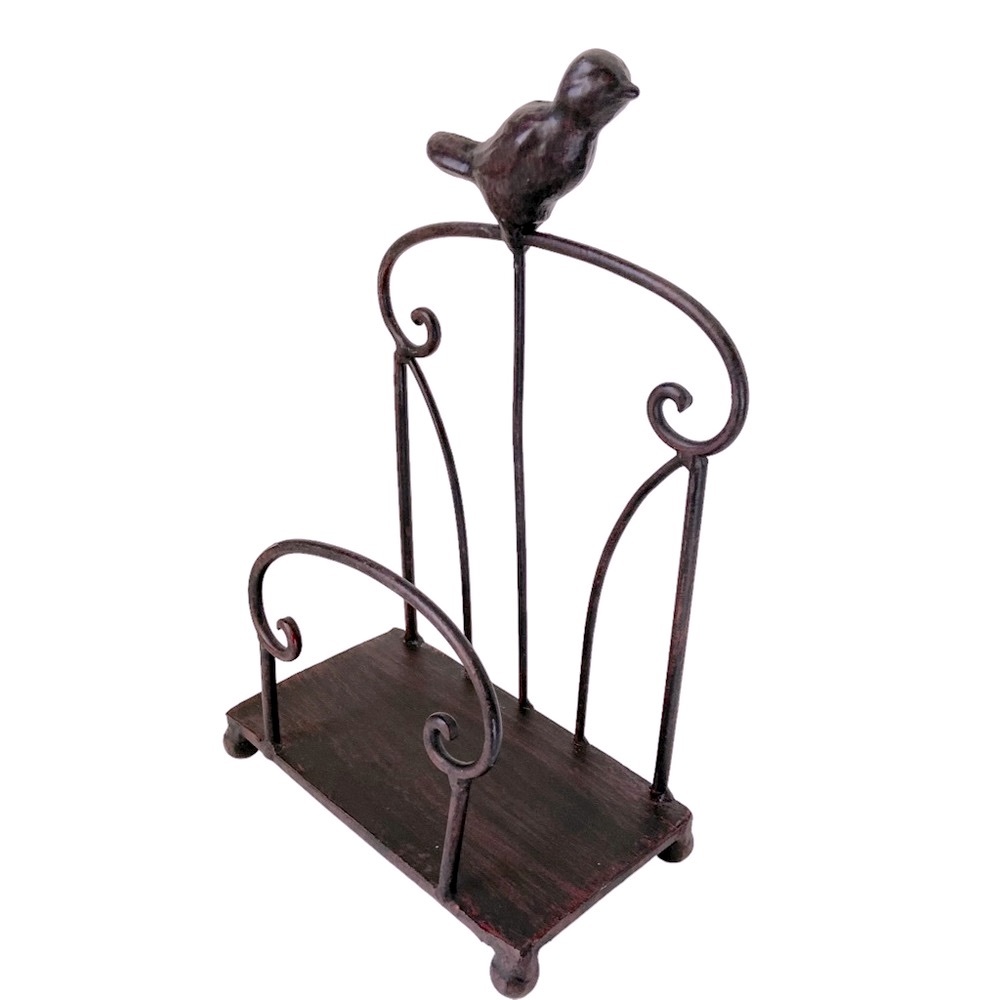 Bird Napkin Holder Metal Heavy Duty Brown Kitchen Decor Table Utensils 9.5X6”